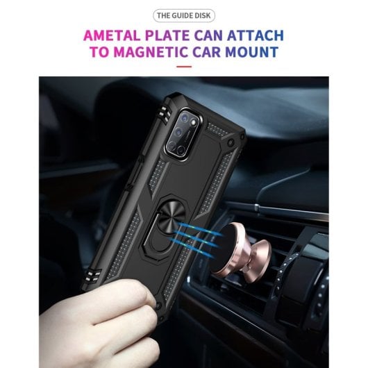 Max Power Digital Funda Magnética Para Oppo A72 / A52 / A92 Carcasa Con Anillo Giratorio Negro