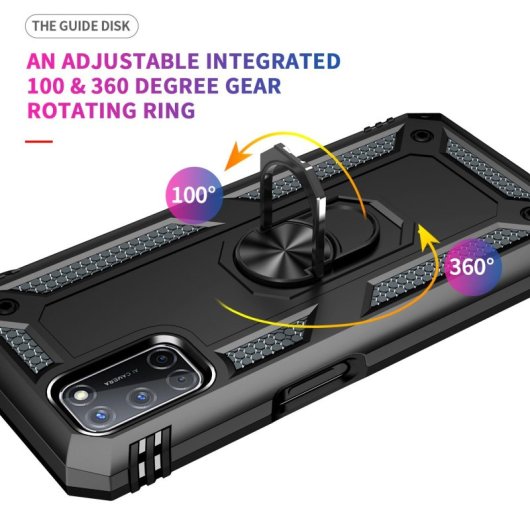 Max Power Digital Funda Magnética Para Oppo A72 / A52 / A92 Carcasa Con Anillo Giratorio Negro