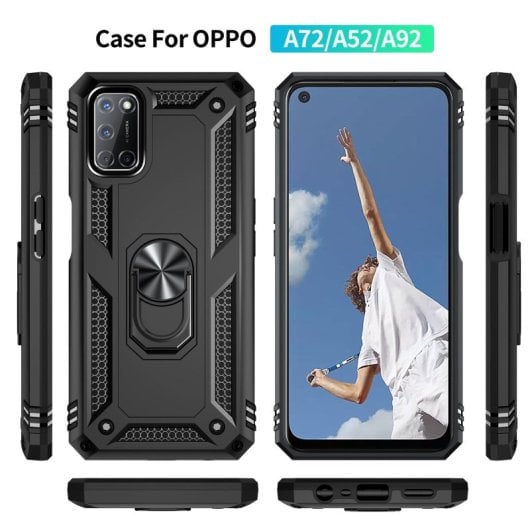 Max Power Digital Funda Magnética Para Oppo A72 / A52 / A92 Carcasa Con Anillo Giratorio Negro