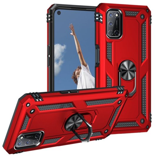 Capa magnética digital Max Power para Oppo A72/A52/A92 com anel rotativo vermelho