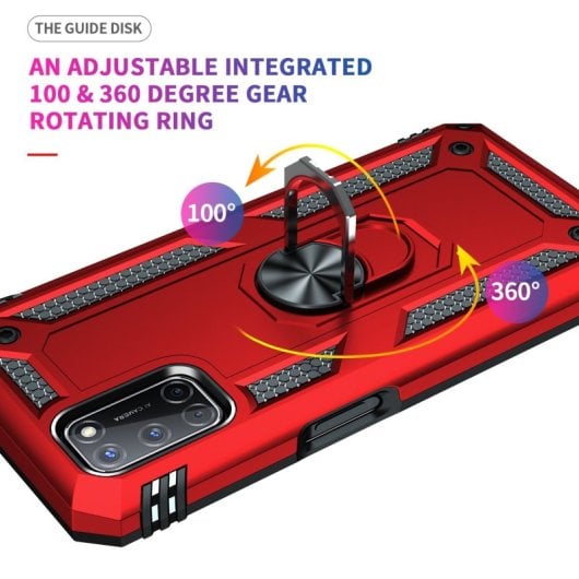 Capa magnética digital Max Power para Oppo A72/A52/A92 com anel rotativo vermelho