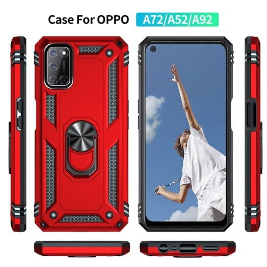 Capa magnética digital Max Power para Oppo A72/A52/A92 com anel rotativo vermelho
