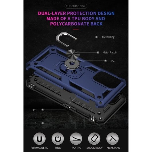 Max Power Digital Magnetic Case für Oppo A74 5G/A93 5G/A54 5G Hülle mit drehbarem Ring, Blau