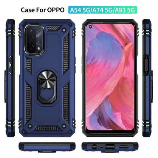 Max Power Digital Magnetic Case für Oppo A74 5G/A93 5G/A54 5G Hülle mit drehbarem Ring, Blau