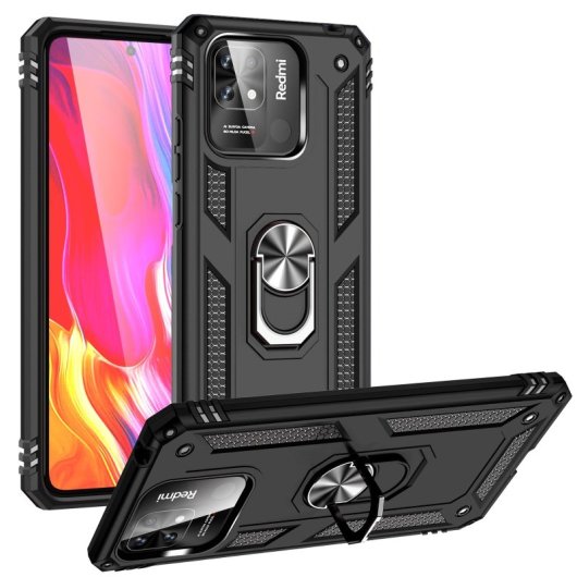 Max Power Digital Magnetic Case für Xiaomi Redmi 10c Hülle mit drehbarem Ring Schwarz
