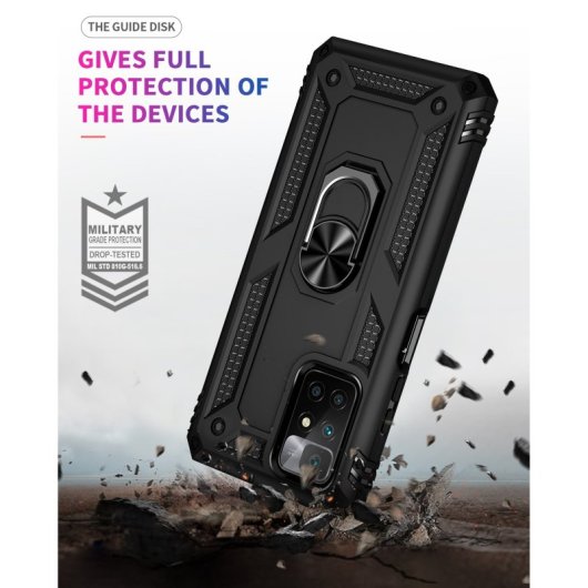 Custodia magnetica digitale Max Power per Xiaomi Redmi 10 con anello rotante, nera