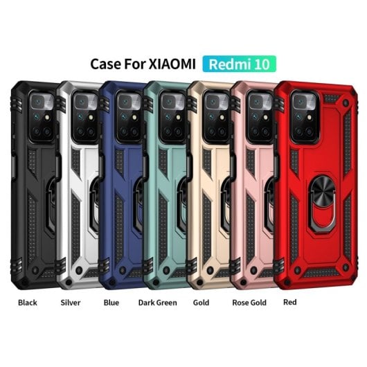 Custodia magnetica digitale Max Power per Xiaomi Redmi 10 con anello rotante, nera