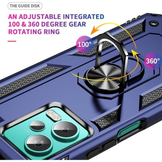 Coque magnétique numérique Max Power pour Xiaomi Redmi Note 12 4G avec anneau rotatif, bleu