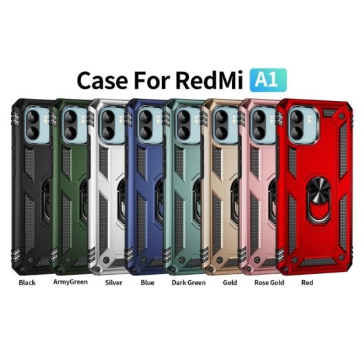 Capa magnética digital Max Power para Xiaomi Redmi A1 / Redmi A2 com anel giratório vermelho