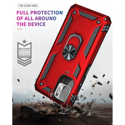 Capa magnética digital Max Power para Xiaomi Redmi Note 10 5G/Poco M3 Pro 5G com suporte de anel giratório vermelho