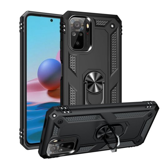 Max Power Digital Funda Magnética Xiaomi Redmi Note 10s/Redmi Note 10 Con Anillo Giratorio Negro