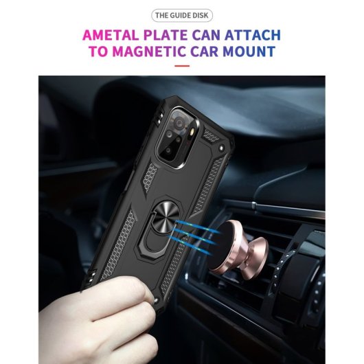 Max Power Digital Funda Magnética Xiaomi Redmi Note 10s/Redmi Note 10 Con Anillo Giratorio Negro