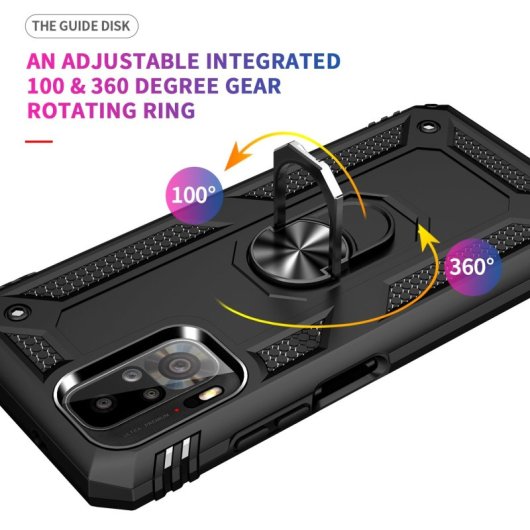Max Power Digital Funda Magnética Xiaomi Redmi Note 10s/Redmi Note 10 Con Anillo Giratorio Negro