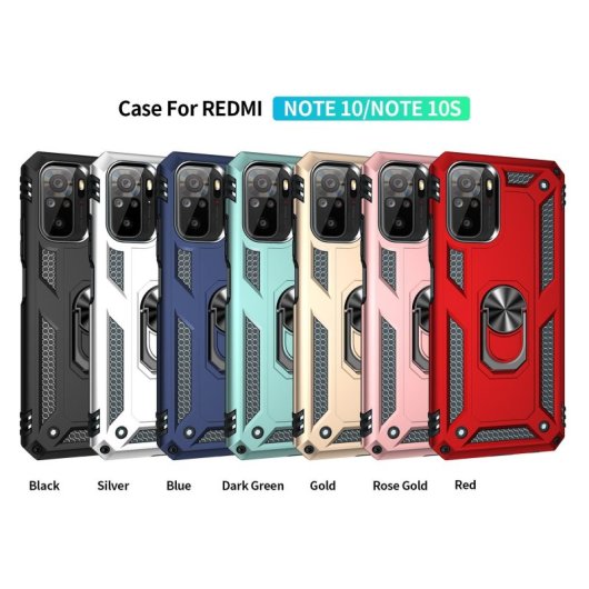 Max Power Digital Funda Magnética Xiaomi Redmi Note 10s/Redmi Note 10 Con Anillo Giratorio Negro