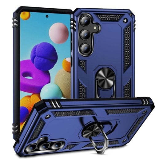 Coque magnétique numérique Max Power pour Samsung Galaxy A52/A52S 5G avec anneau rotatif bleu