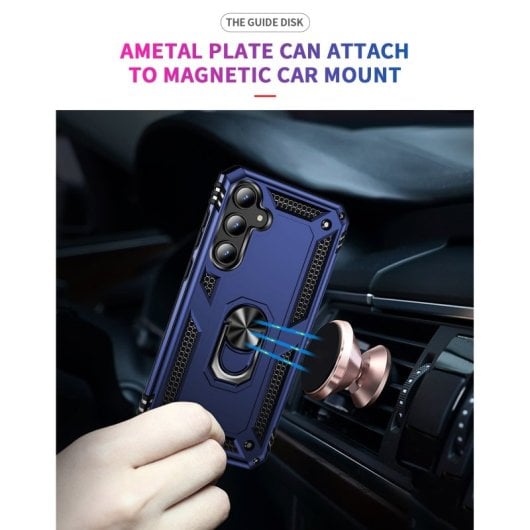 Coque magnétique numérique Max Power pour Samsung Galaxy A52/A52S 5G avec anneau rotatif bleu