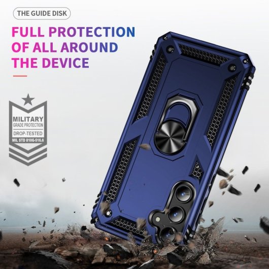 Coque magnétique numérique Max Power pour Samsung Galaxy A52/A52S 5G avec anneau rotatif bleu