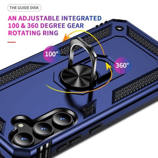 Coque magnétique numérique Max Power pour Samsung Galaxy A52/A52S 5G avec anneau rotatif bleu