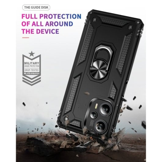 Custodia magnetica digitale Max Power per Xiaomi Poco F5 5G con anello rotante, nera