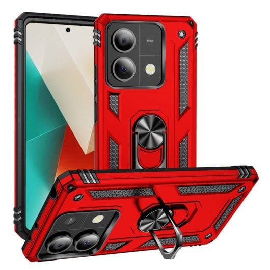 Max Power Digital Magnetic Case für Xiaomi Redmi Note 13 5G Hülle mit drehbarem Ring, Rot