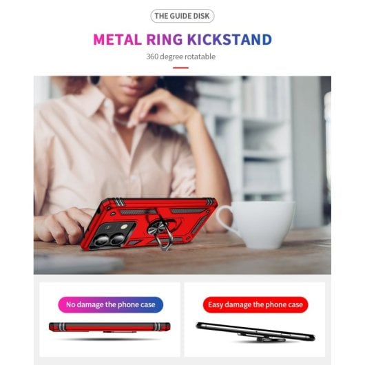 Max Power Digital Magnetic Case für Xiaomi Redmi Note 13 5G Hülle mit drehbarem Ring, Rot