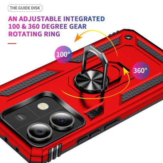 Max Power Digital Magnetic Case für Xiaomi Redmi Note 13 5G Hülle mit drehbarem Ring, Rot