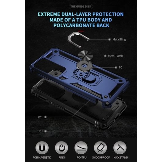 Max Power Digital Magnetic Case für Xiaomi Mi 12T/12T Pro 5G Hülle mit drehbarem Ring, Blau