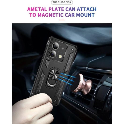 Capa magnética digital Max Power para Xiaomi Redmi Note 13 4g com anel giratório, preta