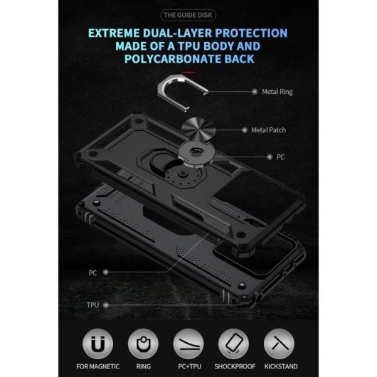 Capa magnética digital Max Power para Xiaomi Redmi Note 13 4g com anel giratório, preta