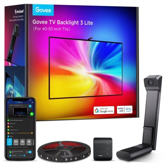 Retroiluminación TV Govee 3 Lite Corrección Ojo de Pez RGBICW 2,4m 612lm Alexa Wi-Fi IP44