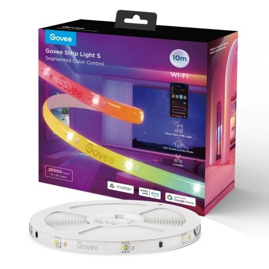 Tira LED Govee RGBICW 10m 24LED/m Wi-Fi Bluetooth Control Voz Impermeable Epóxico