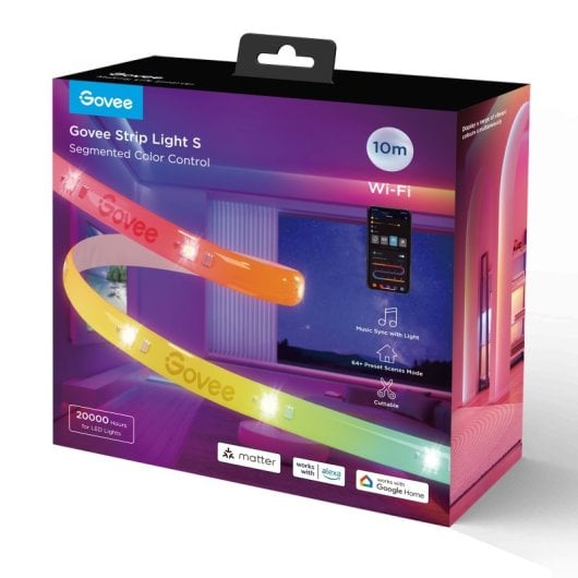 Tira LED Govee RGBICW 10m 24LED/m Wi-Fi Bluetooth Control Voz Impermeable Epóxico