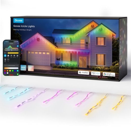 Luces LED Icicle Govee 10m RGBIC Wi-Fi Bluetooth IA IP65 16M colores Alexa/Matter