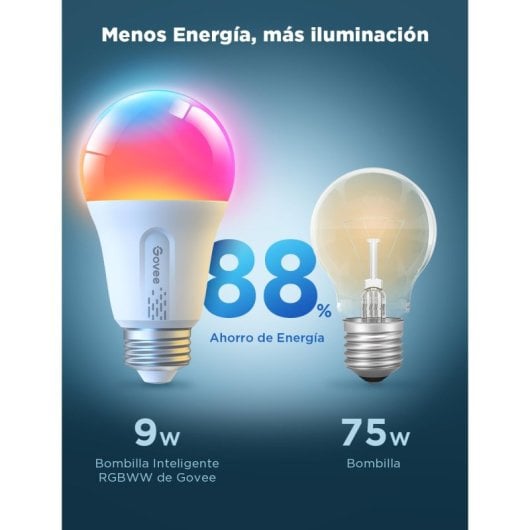 Ampoule LED Govee E27 RGBWW 800 lm, compatible Wi-Fi, Bluetooth, Alexa et Google Assistant, 9 W