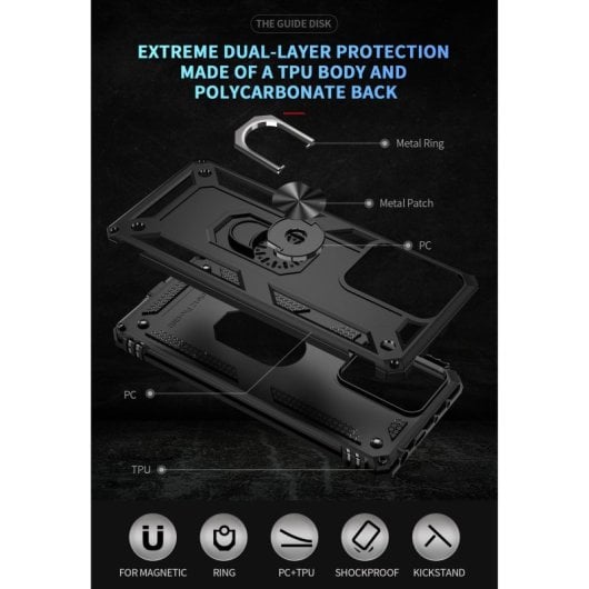 Max Power Digital Magnetic Case für Xiaomi Redmi Note 12S Hülle mit drehbarem Ring Schwarz