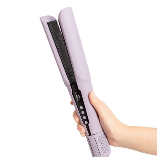 Plancha de pelo Create con revestimiento cerámico, iones negativos, LCD y ajuste de temperatura