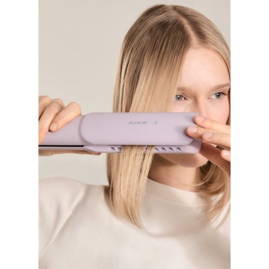 Plancha de pelo Create con revestimiento cerámico, iones negativos, LCD y ajuste de temperatura