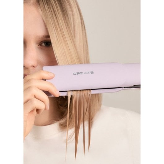 Plancha de pelo Create con revestimiento cerámico, iones negativos, LCD y ajuste de temperatura