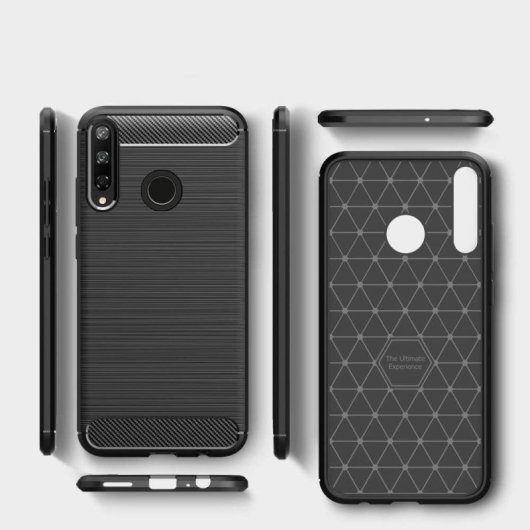 Custodia Max Power Digital in fibra di carbonio per Huawei P40 Lite E, antiurto, in silicone nero