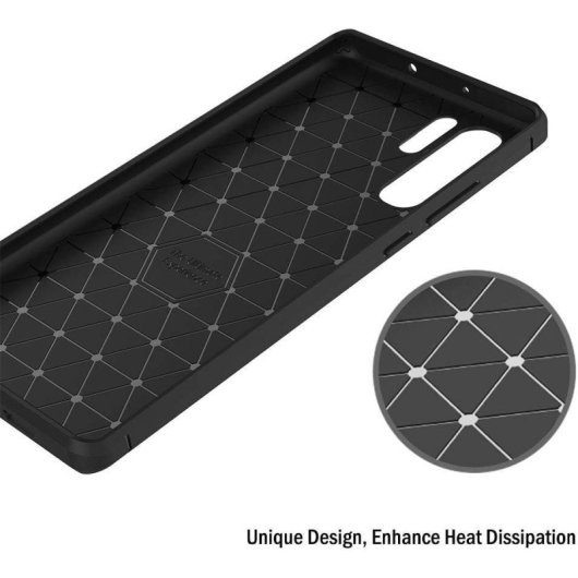 Custodia Max Power Digital in fibra di carbonio per Huawei P30 Pro, in silicone nero antiurto.