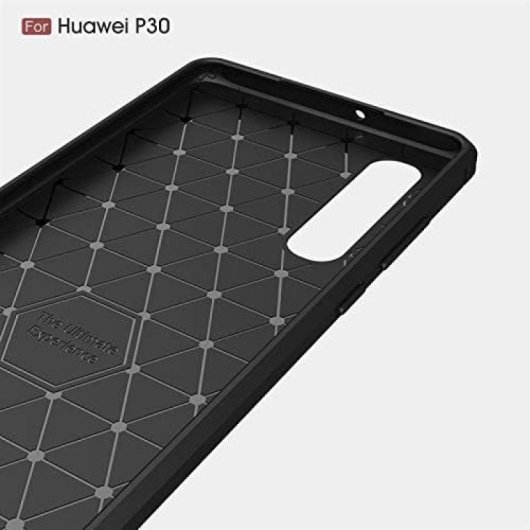 Custodia Max Power Digital in fibra di carbonio per Huawei P30, antiurto, in silicone nero.