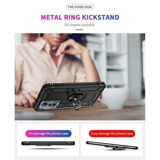 Custodia magnetica digitale Max Power per Xiaomi Mi 12 Lite con anello rotante, nera