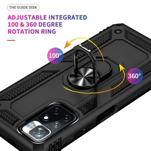 Max Power Digital Magnetic Case für Xiaomi Redmi Note 11/Note 11s mit drehbarem Ring, Schwarz