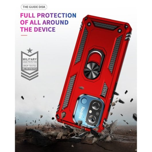 Capa magnética digital Max Power para Xiaomi Redmi 12c com anel giratório vermelho