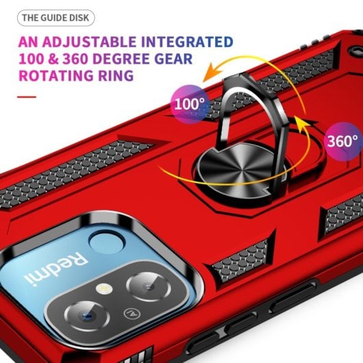Capa magnética digital Max Power para Xiaomi Redmi 12c com anel giratório vermelho