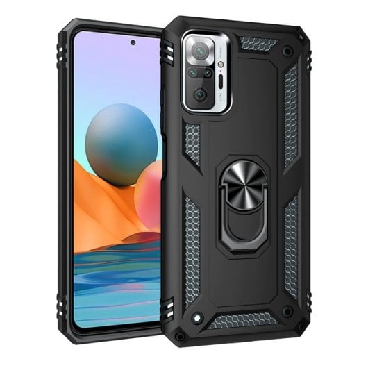 Custodia magnetica digitale Max Power per Xiaomi Redmi Note 10 Pro con anello rotante, nera