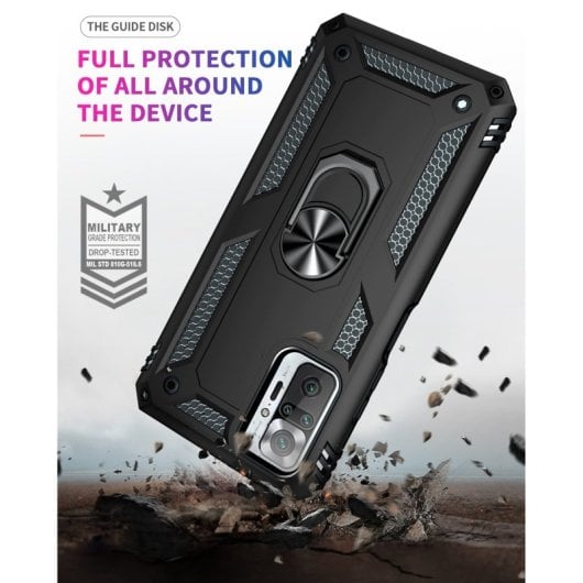 Custodia magnetica digitale Max Power per Xiaomi Redmi Note 10 Pro con anello rotante, nera