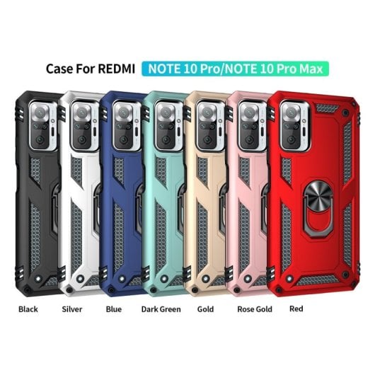 Custodia magnetica digitale Max Power per Xiaomi Redmi Note 10 Pro con anello rotante, nera