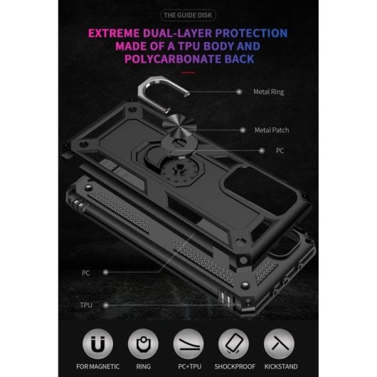 Max Power Digital Magnetic Case für Xiaomi Mi 10T/Mi 10T Pro 5G, Schwarze drehbare Ringhülle