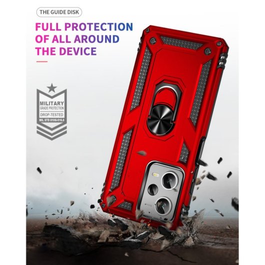 Capa magnética digital Max Power para Xiaomi Redmi Note 12 Pro Plus com anel giratório vermelho